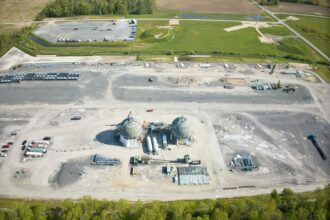 Plug Power's plant under construction at the Science, Technology and Advanced Manufacturing Park, or STAMP, in Genesee County, New York. Credit: Photo courtesy of the Genesee County Economic Development Center