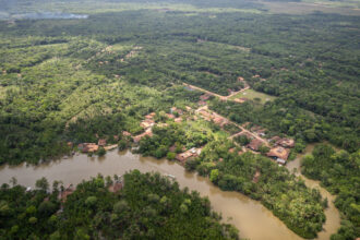 An aerial view of the quilombola community of São João on the Itacuruçá River in Abaetetuba, Pará, Brazil. Credit: Cícero Pedrosa Neto