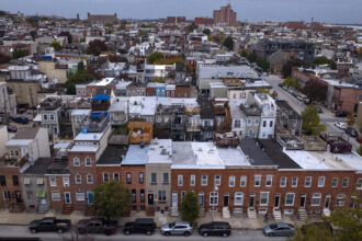 Aerial view of north Baltimore, where residents are eligible for assistance to cover cleanup costs after sewage backs up into homes under a 2017 modified consent decree signed by the city, the Environmental Protection Agency and the Maryland Department of the Environment. Credit: Visions of America/Joseph Sohm/Universal Images Group via Getty Images.