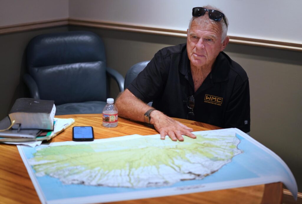 Developer Peter Martin told the New Yorker that protecting water for Native Hawaiian cultural practices was “a crock of shit,” and that invasive grasses and “this stupid climate change thing” had “nothing to do with the fire.” Credit: Cory Lum/Grist