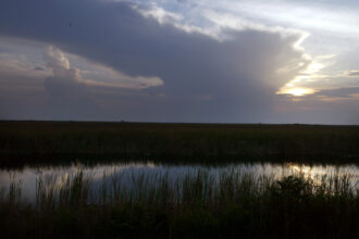 The sun sets June 5, 2003 over the Florida Everglades. Credit: Joe Raedle/Getty Images