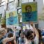 Environmental activists march during the Global Climate Strike in downtown Chicago, Illinois, on September 15, 2023. Local groups across the United States are gathering to call for an end to the era of fossil fuels.