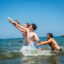 Swimmers in Lake Erie.