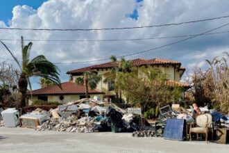 Chauncey Goss and his family spent weeks clearing hurricane debris from their property, as shown in this photograph taken shortly after Ian struck. Photo courtesy Chauncey Goss