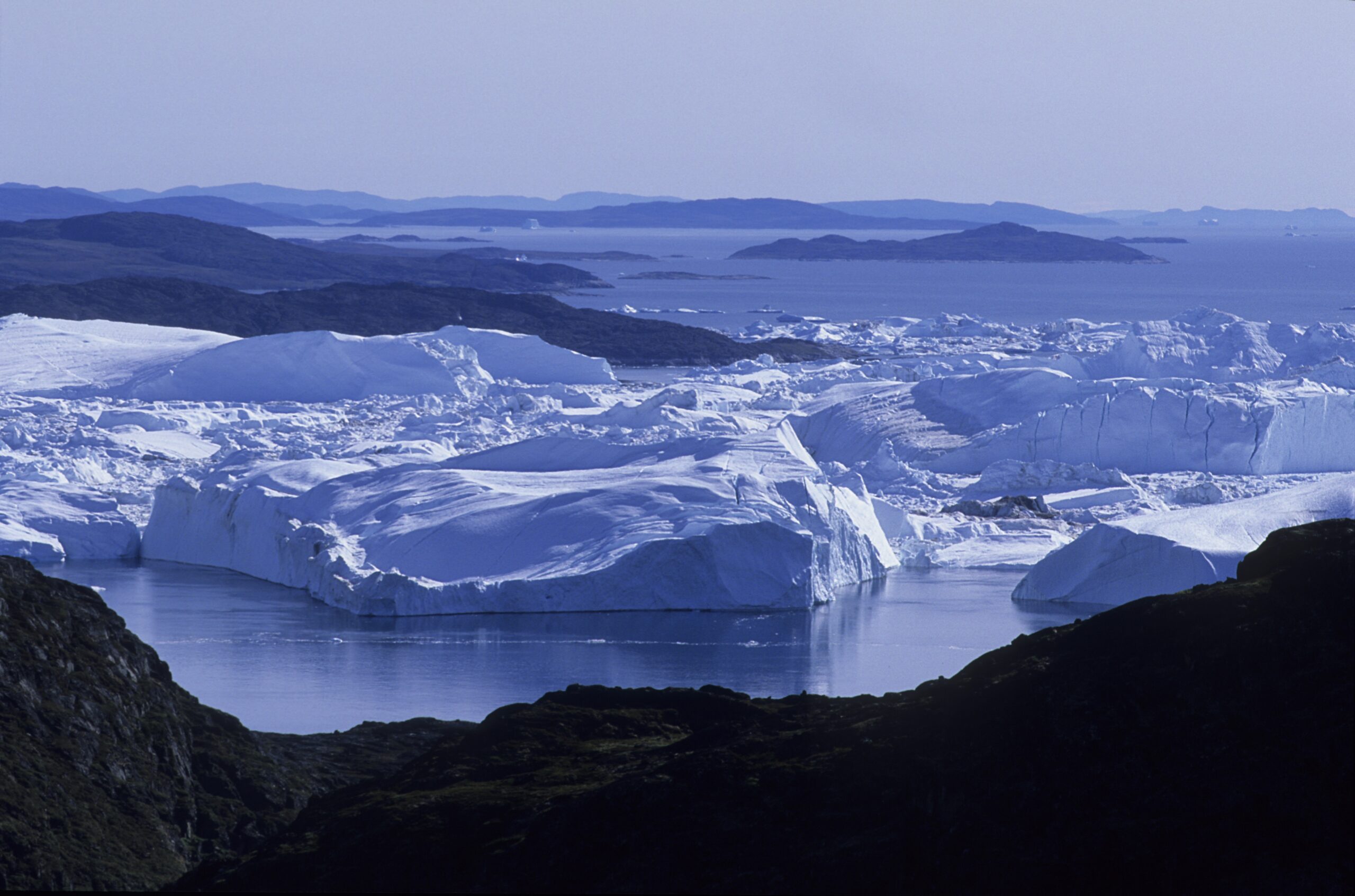 The Ilulissat Ice fjord in Greenland runs west 25 miles from the Greenland ice sheet to Disko Bay close to Ilulissat town. Credit: Veronique Durruty/Gamma-Rapho via Getty Images.