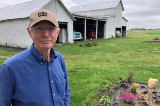 Doug Steck at his family’s farm near Williamsport, Ohio. His family has agreed a lease to allow development of some of the property for solar power. Credit: Dan Gearino