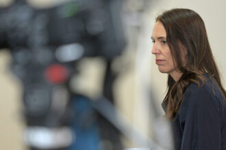 New Zealand Prime Minister Jacinda Ardern arrives to announce her resignation at the War Memorial Centre on Jan. 19, 2023 in Napier, New Zealand. Credit: Kerry Marshall/Getty Images