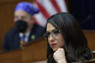 Rep. Lauren Boebert (R-Colo.) listens during a hearing before the House Oversight and Accountability Committee at Rayburn House Office Building on Capitol Hill on Feb. 8, 2023 in Washington, D.C. Credit: Alex Wong/Getty Images
