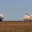 Two ocean-going LNG vessels at the Cheniere LNG export terminal in Cameron Parish, Louisiana, in March, along the Louisiana and Texas state line, near Port Arthur, Texas. Credit: James Bruggers, Inside Climate News.