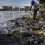 A volunteer collects plastic waste that washed up on the shores and mangroves of Freedom Island to mark International Coastal Clean-up Day in September 2023 in Las Pinas, Metro Manila, Philippines. Credit: Ezra Acayan/Getty Images