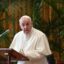 Pope Francis addresses the meeting "Faith and Science: Towards COP26" on Oct. 4, 2021 in The Vatican, sending an appeal to participants in the 26th United Nations Climate Change Conference, also known as COP26, scheduled from November 1 to 12 in Glasgow, Scotland. Credit: Alessandro Di Meo/Pool/AFP via Getty Images