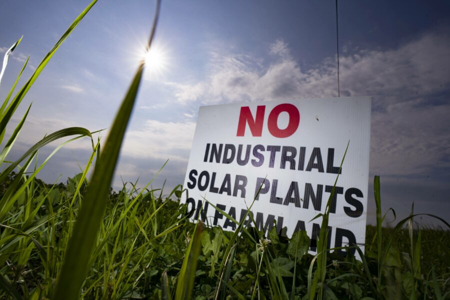 Signs opposing the solar project are plentiful all around Williamsport Ohio. July 12, 2022.